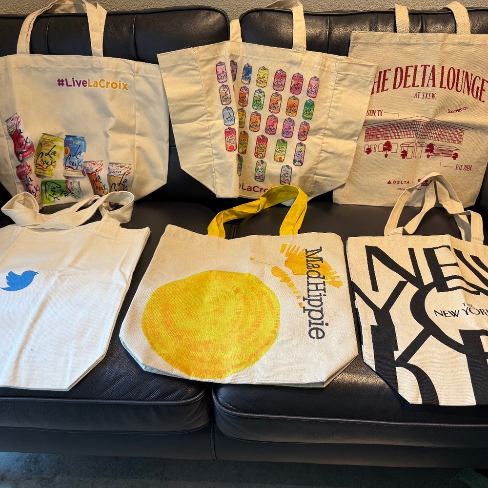 Set of 6 Canvas Totes